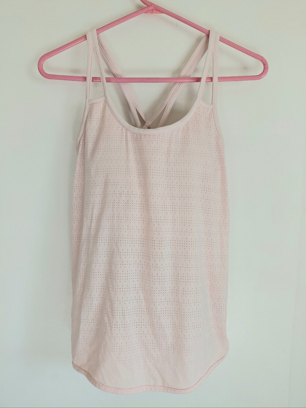 Athleta Pink Tank Top Perforated Criss Cross Back